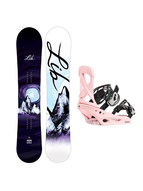 SET Placa Snowboard LIB TECH - CORTADO 2027 + Legaturi Snowboard BURTON - Women's - SCRIBE Pink W27