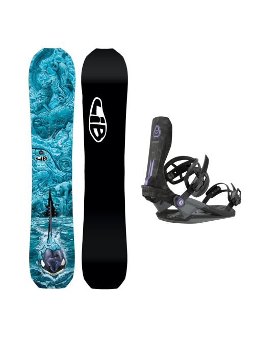 SET Placa Snowboard LIB TECH Golden Orca 2027 + Legaturi Snowboard UNION Unisex 2027 SOURCE FC Black