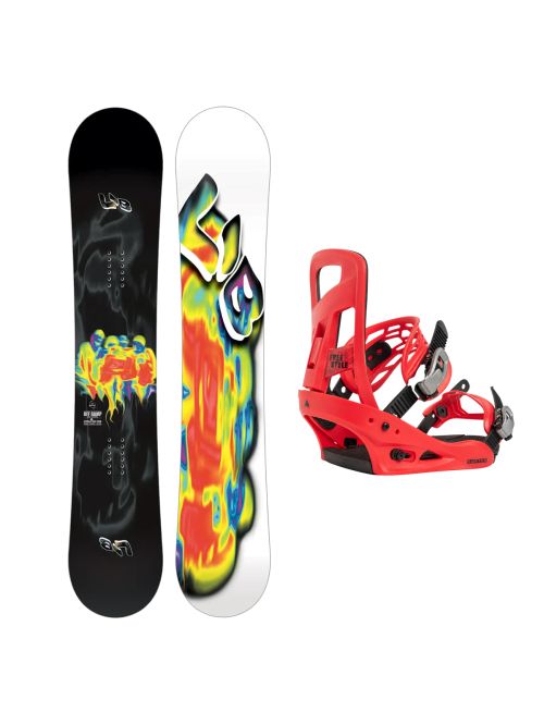 SET Placa Snowboard LIB TECH - OFF RAMP 2027 - 154 + Legaturi Snowboard BURTON - Men's - FREESTYLE Geranium Red W27