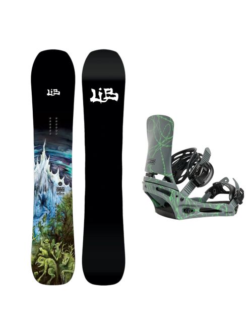 SET Placa Snowboard LIB TECH - SKUNK APE CAMBER 2027 + Legaturi Snowboard BURTON - Men's - CARTEL Gray/Green Voltage W27