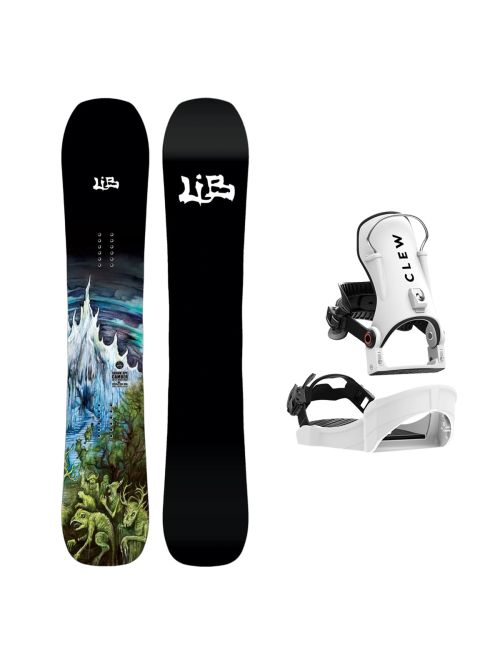 SET Placa Snowboard LIB TECH - SKUNK APE CAMBER 2027 + Legaturi Snowboard CLEW Independence 1.0 2027 - White