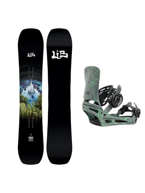SET Placa Snowboard LIB TECH - SKUNK APE TWIN 2027 - 166W + Legaturi Snowboard BURTON - Men's - CARTEL Gray/Green Voltage W27