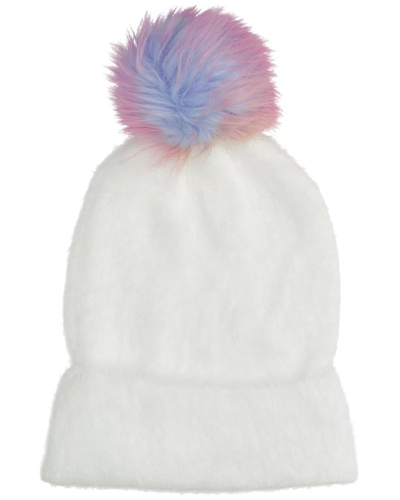Caciula A.Lab Luna Off Rainbow Pom Beanie white