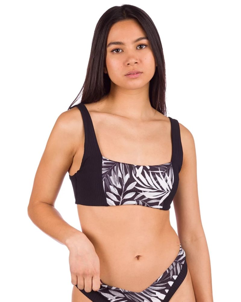 Bikini Top Hurley Party Palm Rib Bralette Black S