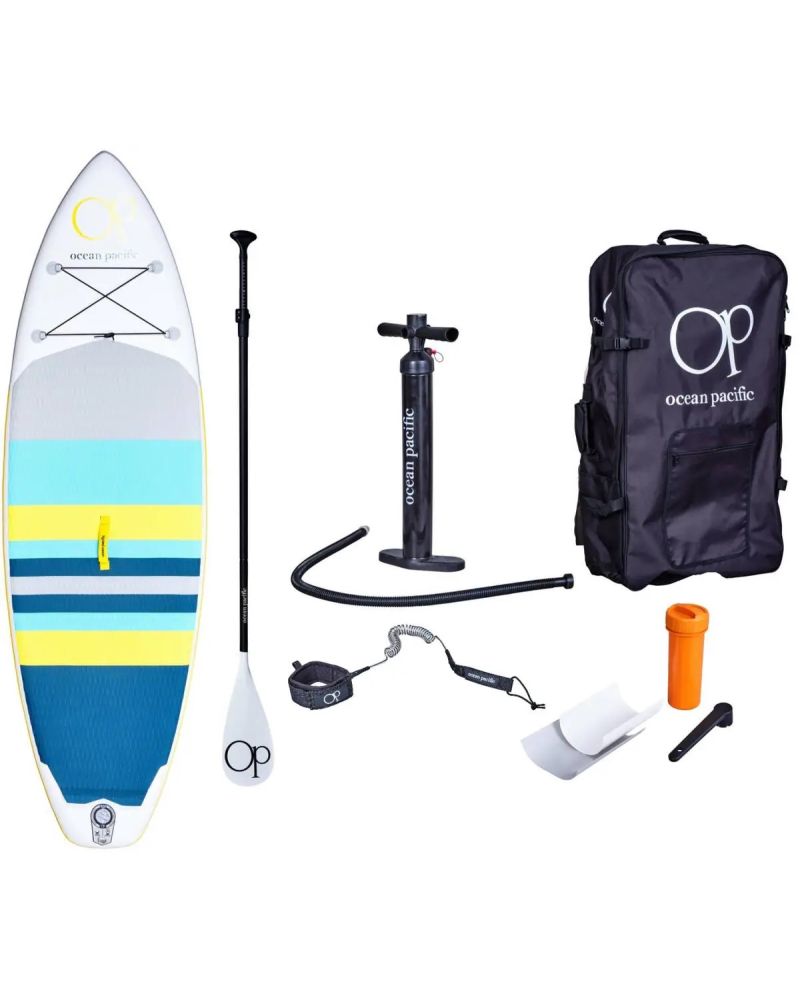 Paddle Board Ocean Pacific Sunset All Round 9'6 Inflatable Alb /Gri/Galben
