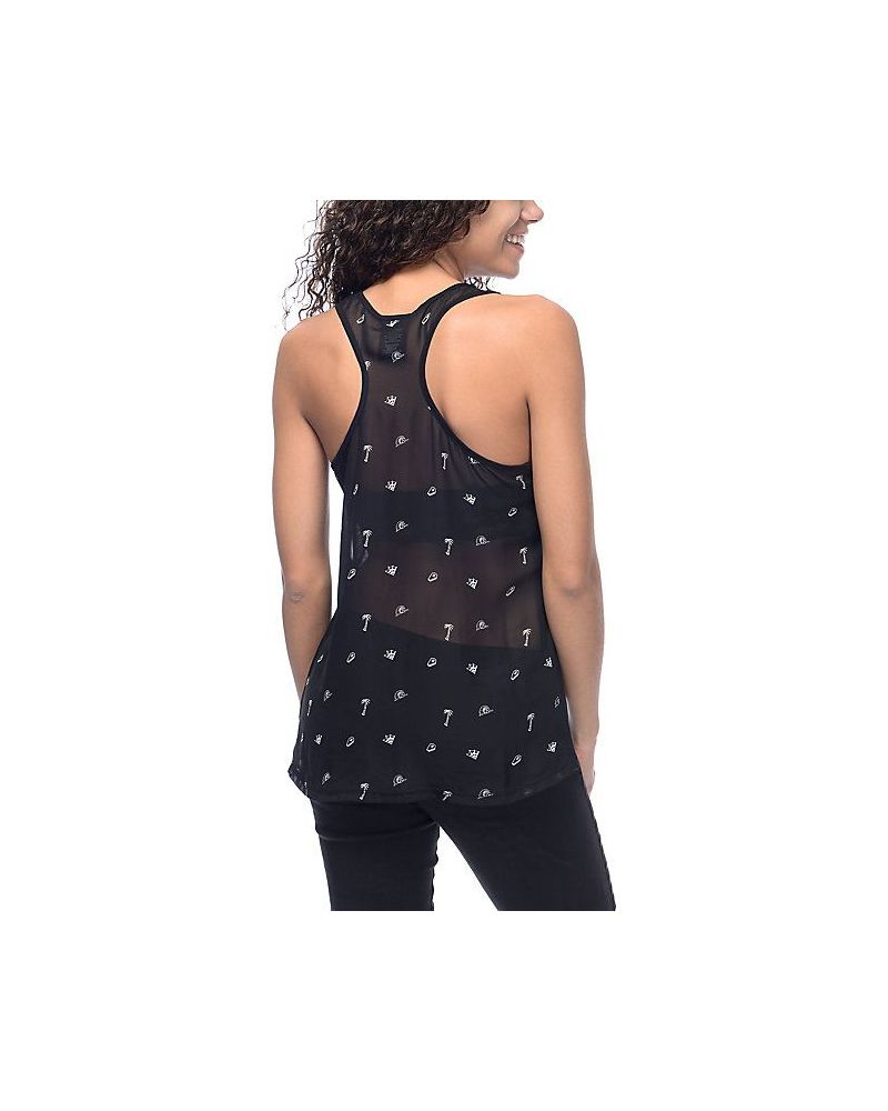 Maiou Sketchy Tank Zea Allover Print Black XL