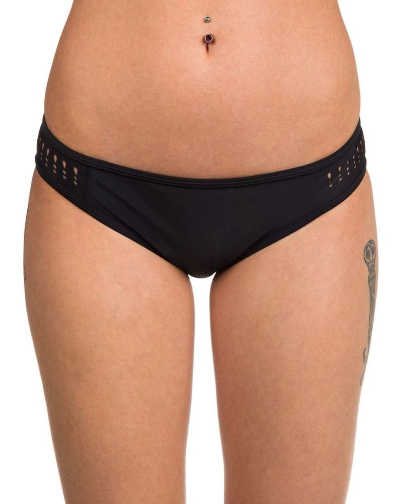 Bikini Malibu Low Rise Hipster Surfs Up Lacercut Black S