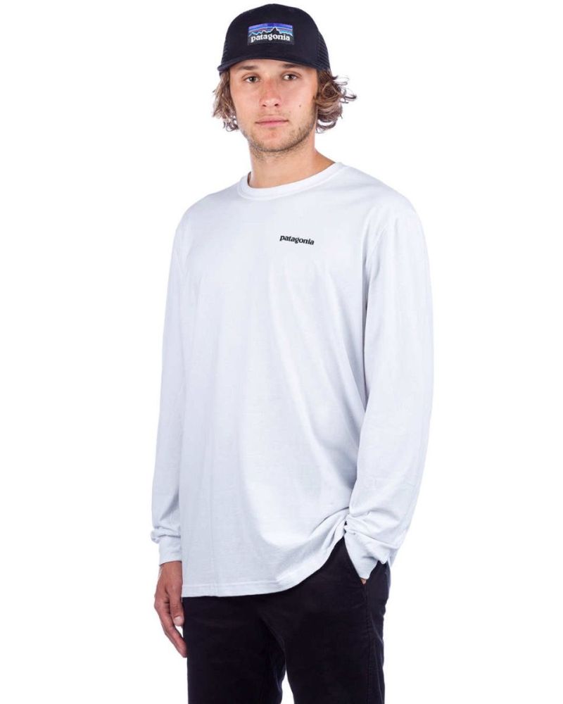 Bluza Patagonia - P-6 Logo Responsibili Long Sleeve White