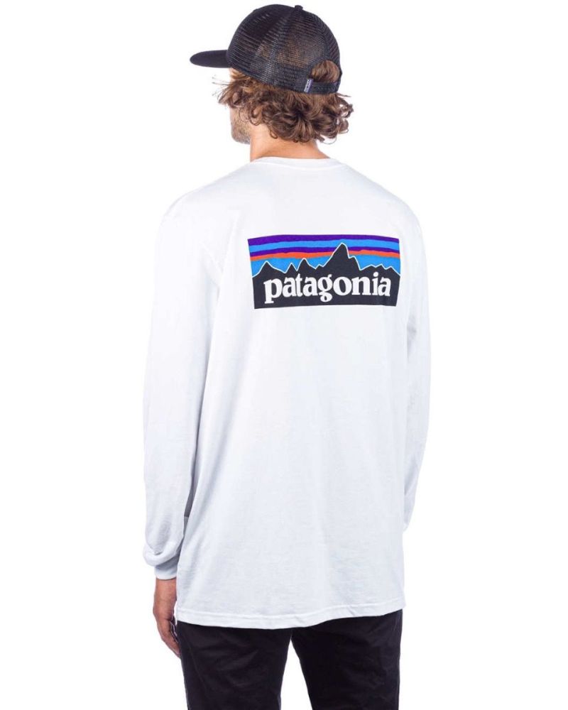 Bluza Patagonia - P-6 Logo Responsibili Long Sleeve White