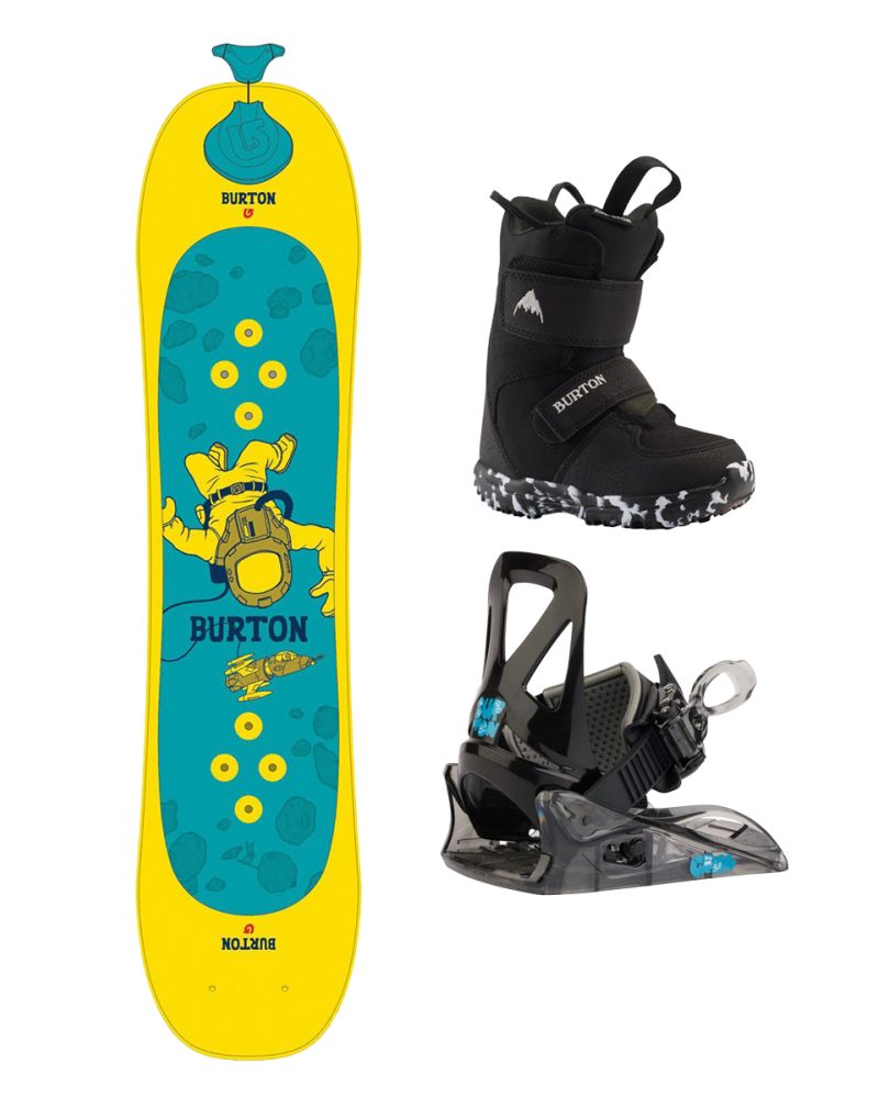 SET Burton Riglet 90 x Legaturi & Boots Burton Mini Grom