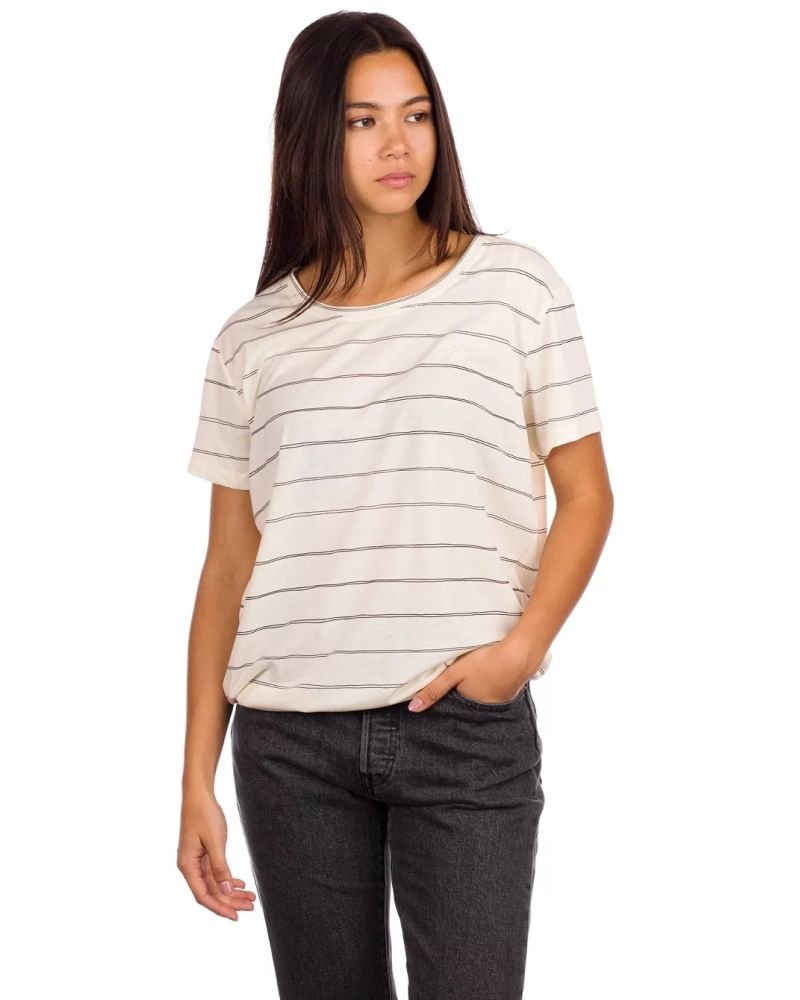 Tricou Kazane Indra White Asparagus Striped White