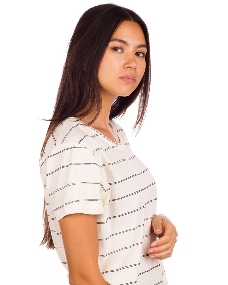 Tricou Kazane Indra White Asparagus Striped White