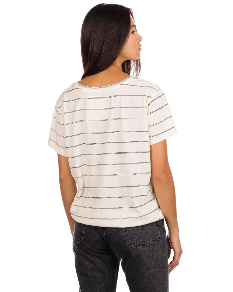 Tricou Kazane Indra White Asparagus Striped White