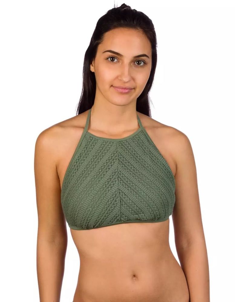 Bikini Sutien Malibu Boho Knit High Neck Olive