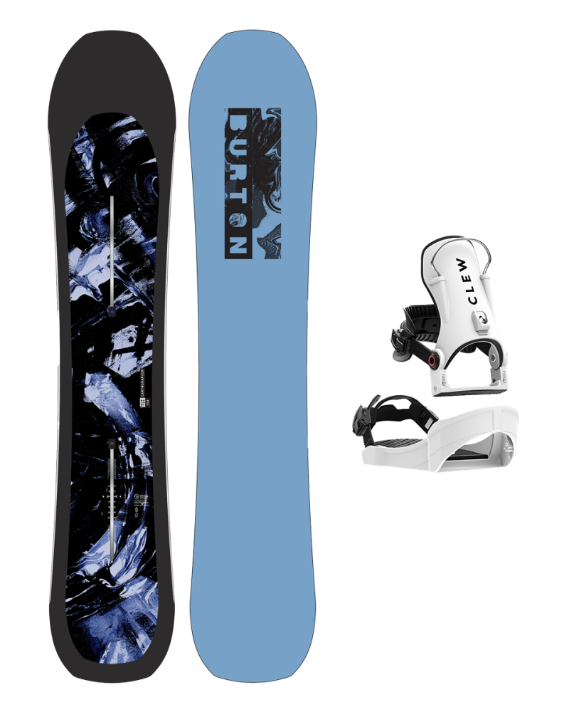 Placa Snowboard BURTON - CARTOGRAPHER Directional Camber 159 W26 x Legaturi Snowboard CLEW Independence 1.0 2026 - White