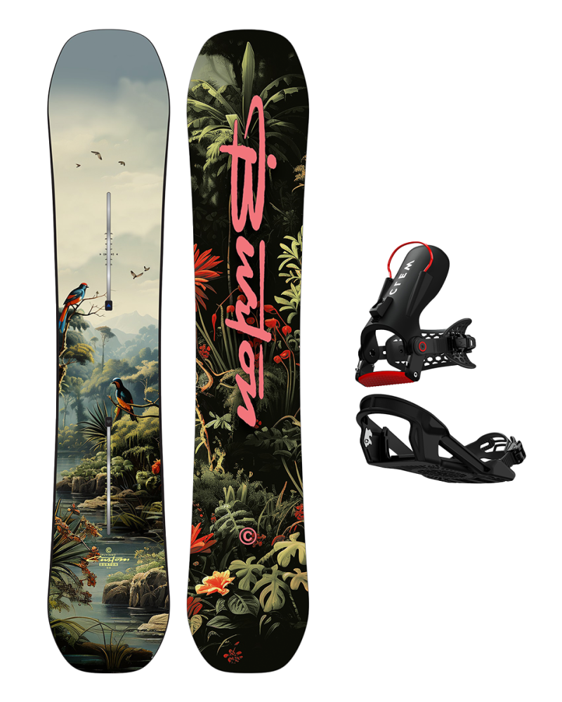 Placa Snowboard BURTON - Men's - CUSTOM Flying V JUNGLE W26 x Legaturi Snowboard CLEW Freedom 1.0 2025 Black