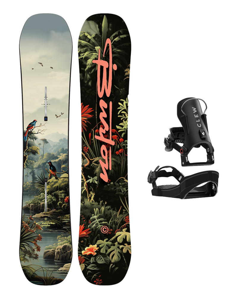SET BURTON - Kids - CUSTOM SMALLS Camber JUNGLE W26 x Legaturi Snowboard CLEW Independence 1.0 2026 - Black