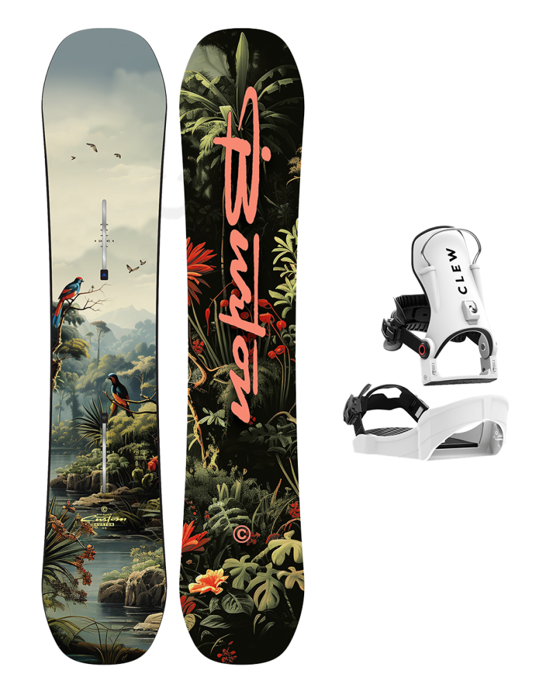 SET BURTON - Kids - CUSTOM SMALLS Camber JUNGLE W26 x Legaturi Snowboard CLEW Independence 1.0 2026 - White