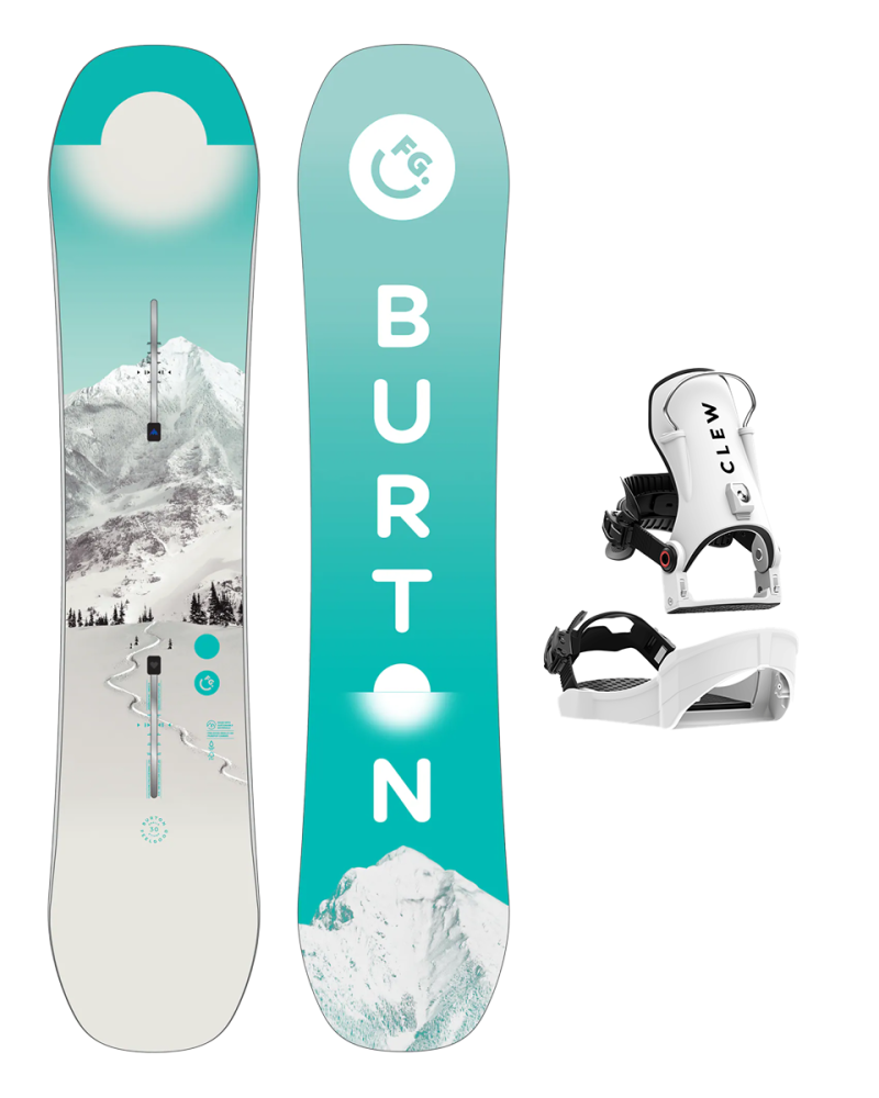 SET BURTON - Kids - FEELGOOD SMALLS PurePop Camber W26 x Legaturi Snowboard CLEW Independence 1.0 2026 - White