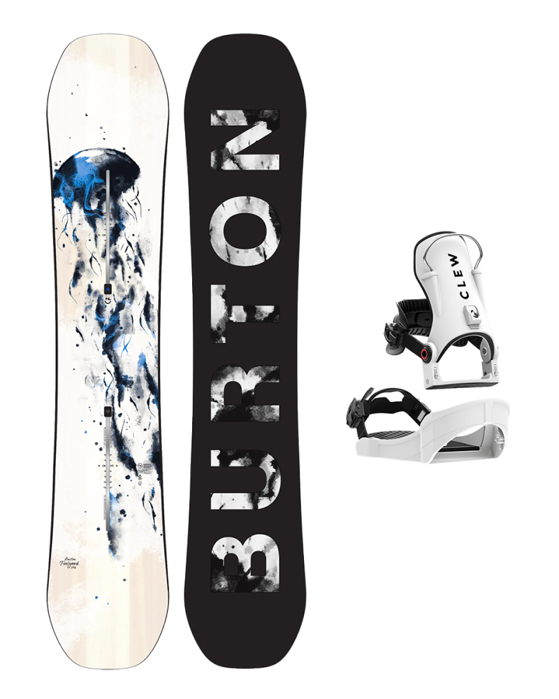 Placa Snowboard BURTON - Women's - FEELGOOD Camber JELLYFISH 146 W26 x Legaturi Snowboard CLEW Independence 1.0 2026 - White