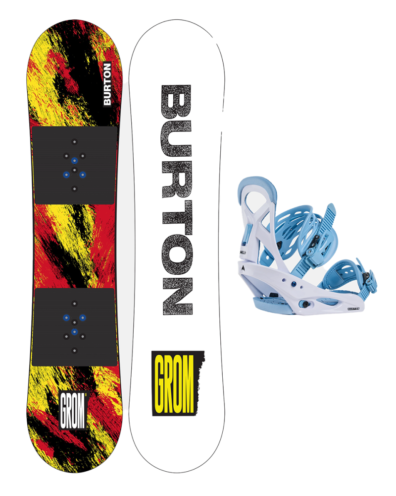 SET BURTON - Kids - GROM Flat Top KETCHUPMUSTARD 110 W26 x Legaturi Snowboard Burton - SMALLS DUSTY BLUE L W26