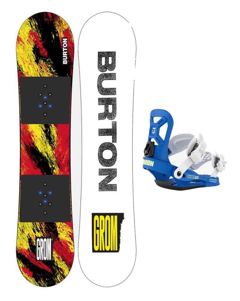 SET BURTON - Kids - GROM Flat Top KETCHUPMUSTARD 110 W26 x Legaturi Snowboard UNION Kid's 2026 CADET Mini Blue