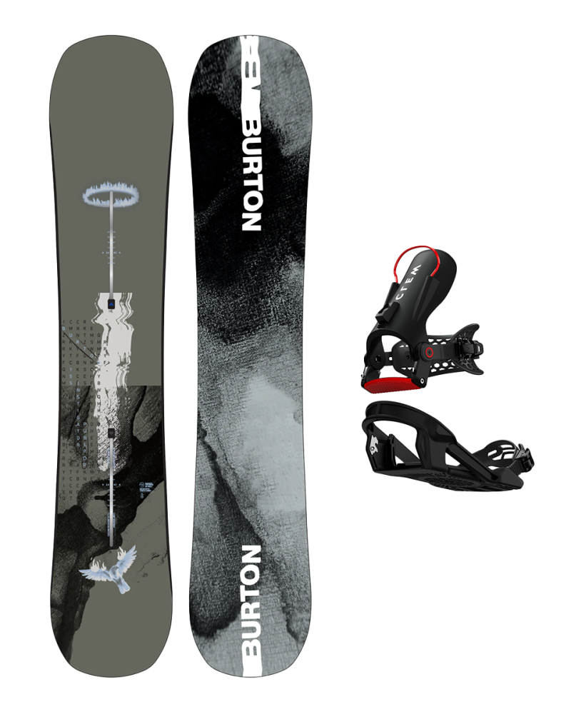 Placa Snowboard BURTON - Men's - INSTIGATOR PurePop Camber SNRBD W26 x Legaturi Snowboard CLEW Freedom 1.0 2025 Black