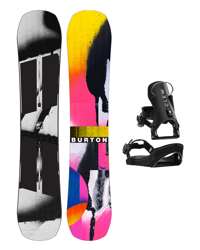 Placa Snowboard BURTON - REWIND PurePop Camber SPRAY PAINT W26 x Legaturi Snowboard CLEW Independence 1.0 2026 - Black