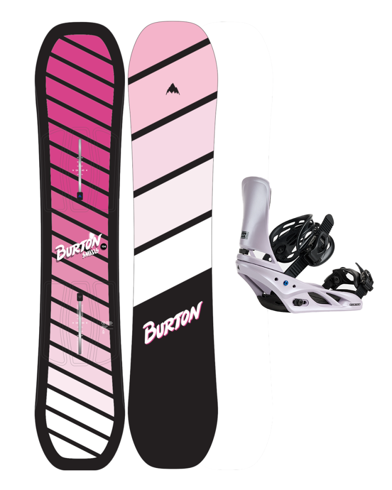 SET BURTON - Kids - SMALLS Flat Top PINK W26 x Legaturi Snowboard BURTON - Women's - LEXA WASHED LAVENDER M W26