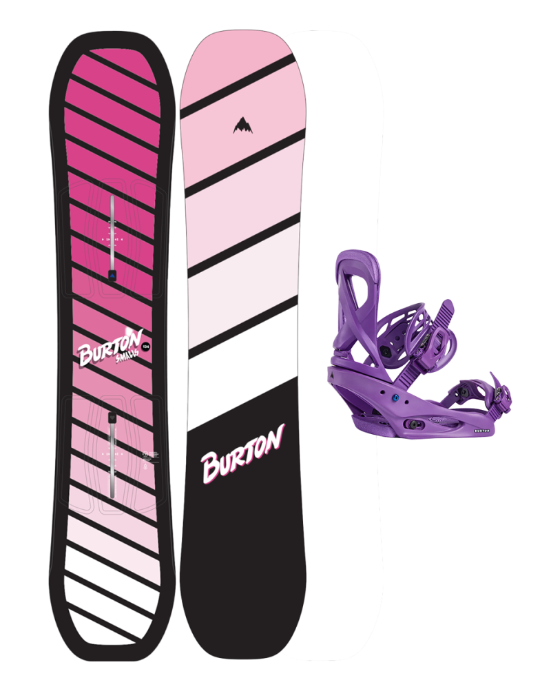 SET BURTON - Kids - SMALLS Flat Top PINK W26 x Legaturi Snowboard Burton - SCRIBE IMPERIAL PURPLE M W25