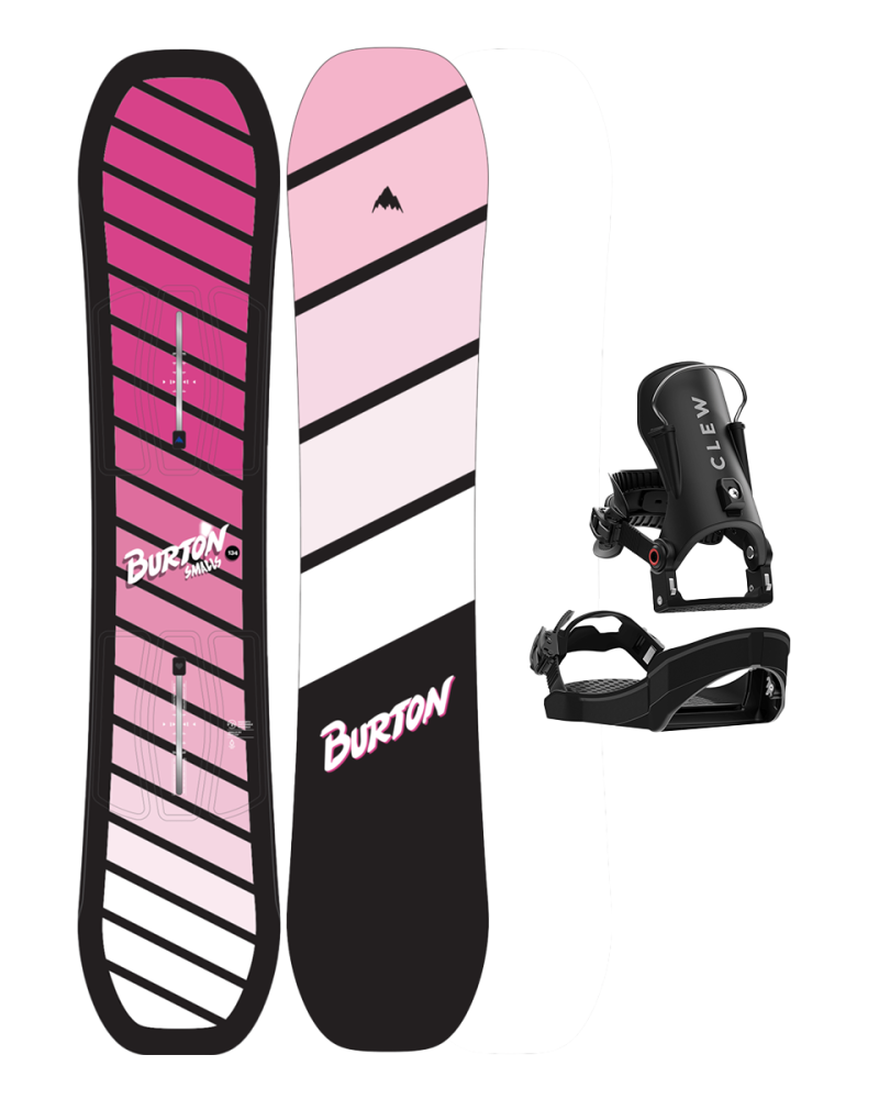 SET BURTON - Kids - SMALLS Flat Top PINK W26 x Legaturi Snowboard CLEW Independence 1.0 2026 - Black
