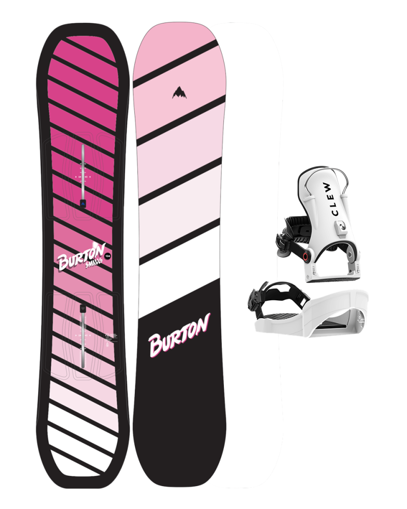 SET BURTON - Kids - SMALLS Flat Top PINK W26 x Legaturi Snowboard CLEW Independence 1.0 2026 - White