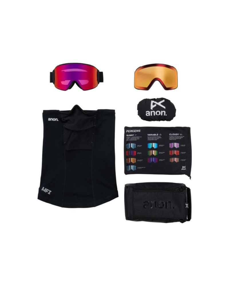 Ochelari Ski Snowboard Unisex Anon M4 Cylindrical Black Red