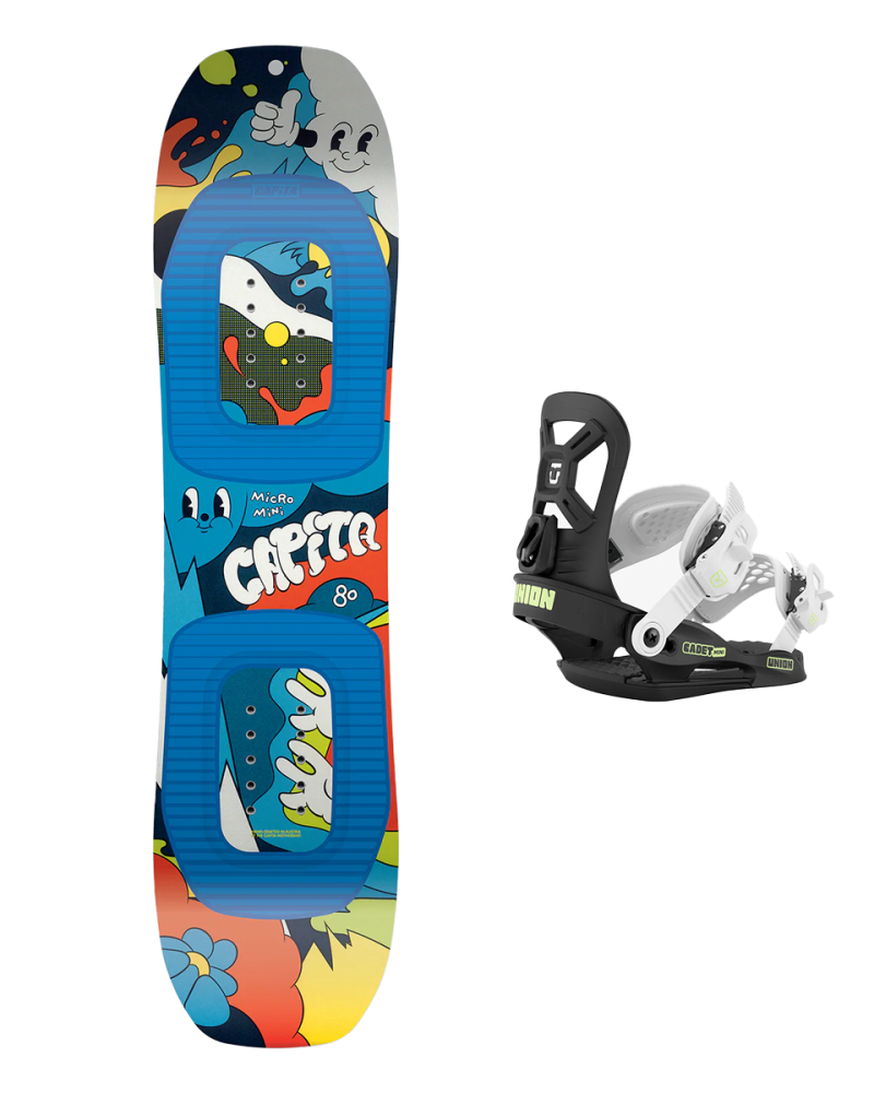 SET CAPiTA MICRO MINI 2026 x Legaturi Snowboard UNION Kid's 2026 CADET Mini Black