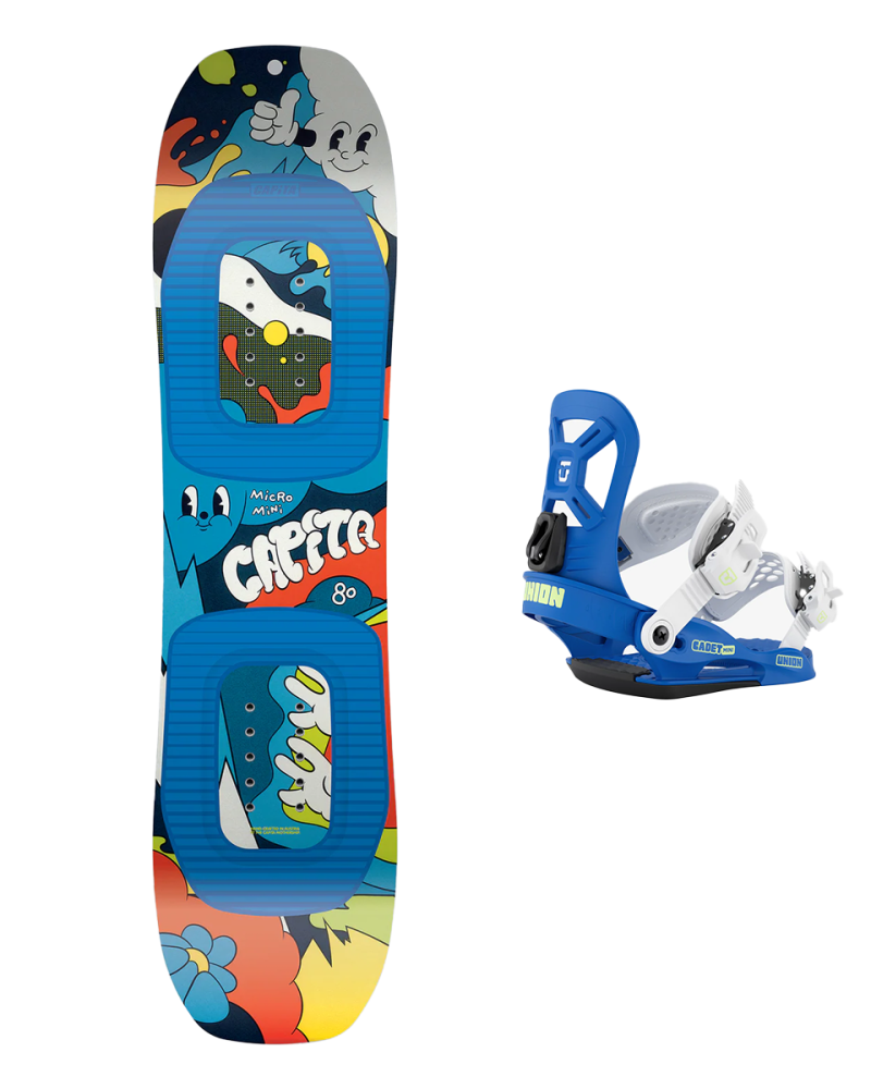 SET CAPiTA MICRO MINI 2026 x Legaturi Snowboard UNION Kid's 2026 CADET Mini Blue