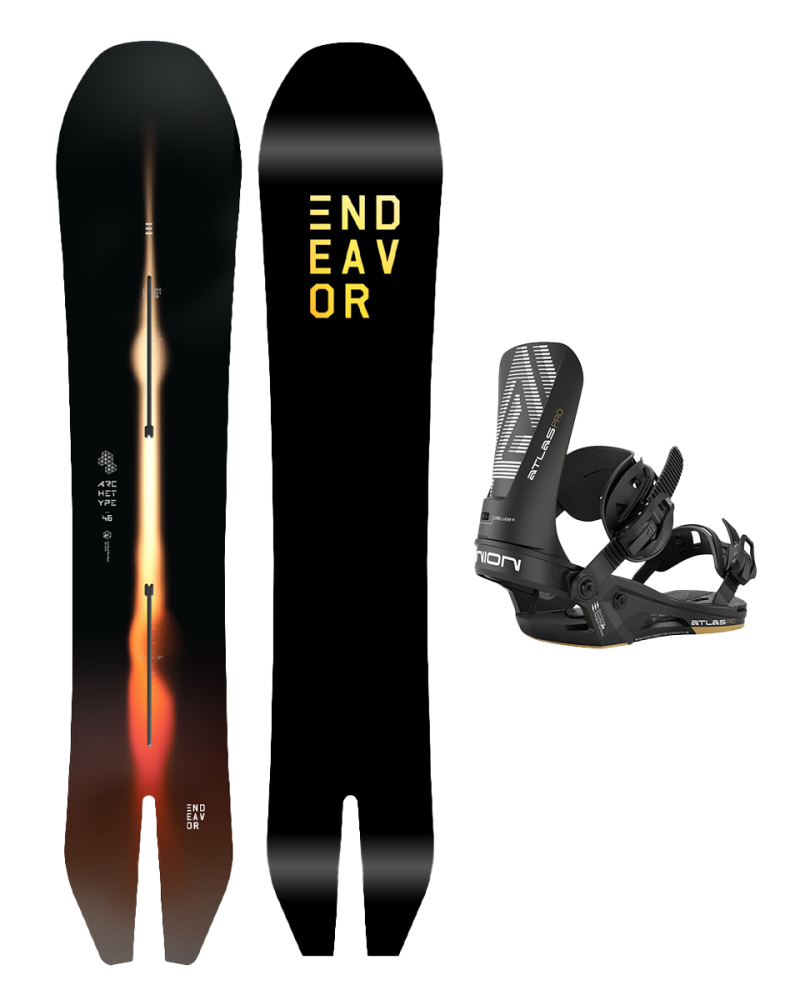 SET Endeavor ARCHETYPE 158 x Legaturi Snowboard UNION Men's ATLAS PRO 2026 Metallic Black M