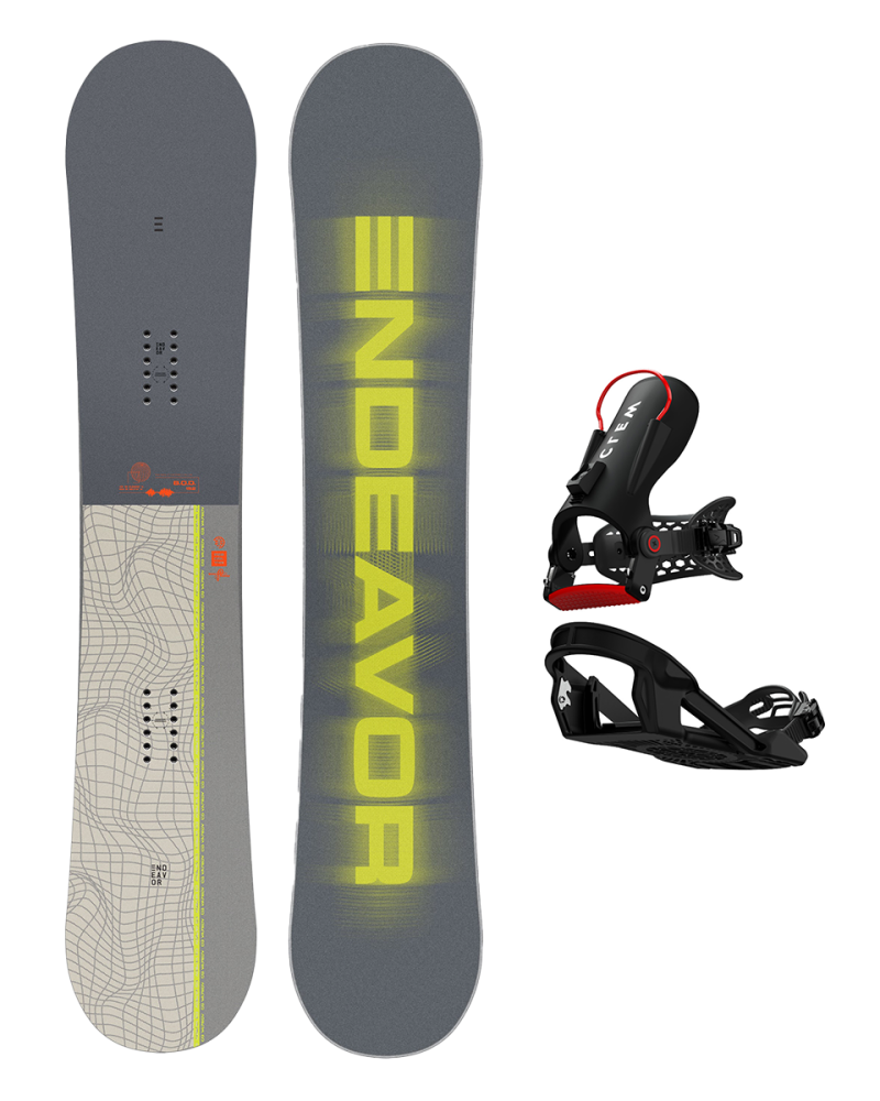 SET Placa Snowboard ENDEAVOR - BOD QSL 2025 157W x Legaturi Snowboard CLEW Freedom 1.0 2025 Black