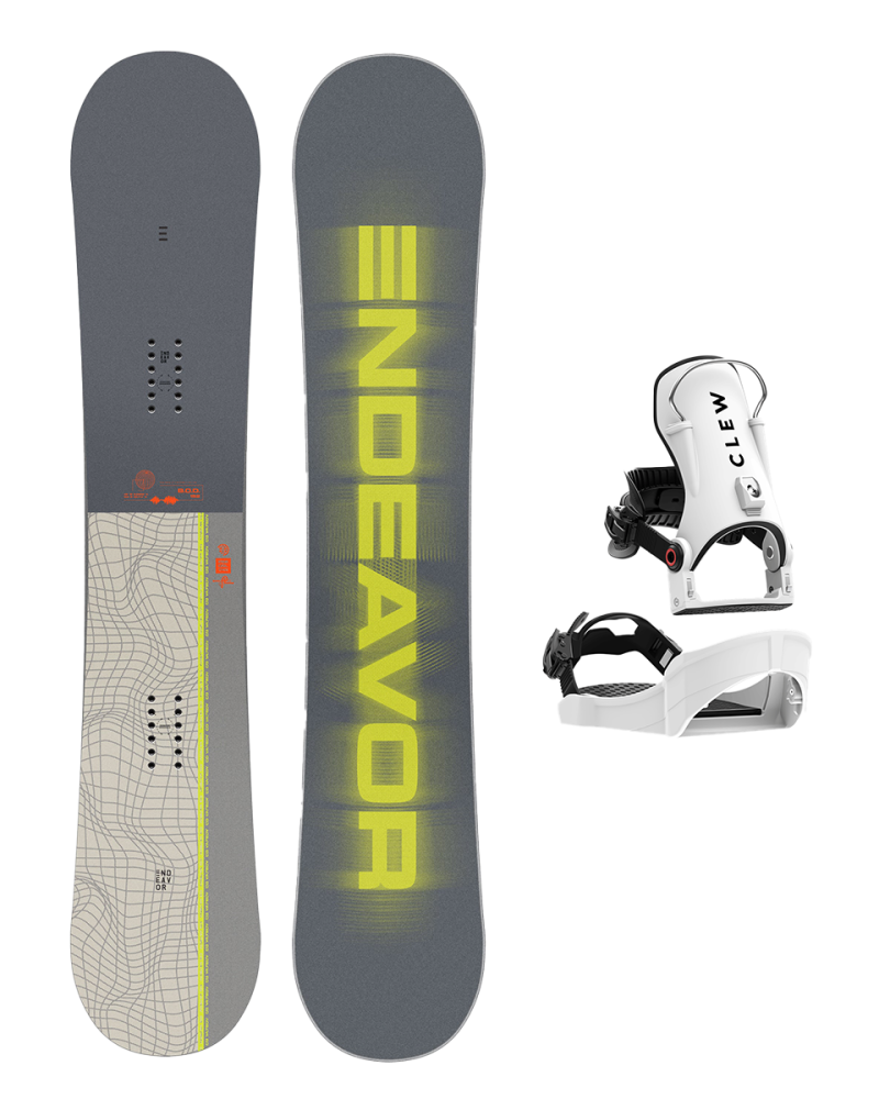SET Placa Snowboard ENDEAVOR - BOD QSL 2025 157W x Legaturi Snowboard CLEW Independence 1.0 2026 - White