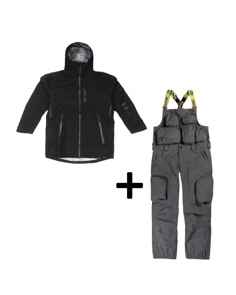 SET Geaca Ski Snowboard 20,000mm Endeavor 3L Shelter Jacket Black x Salopeta Snowboard ENDEAVOR - 3L Scout 20K Removable Black
