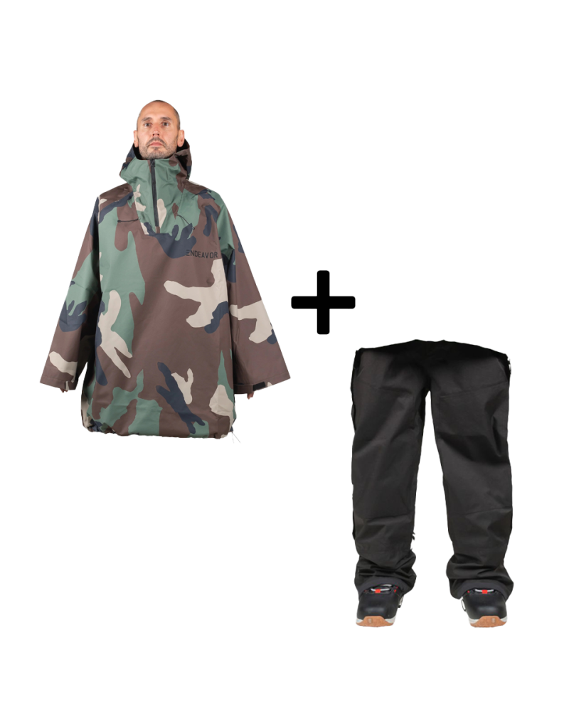 SET Hanorac SKI SNOWBOARD 20.000mm Endeavor 3L Scout Poncho WOODLAND x Pantaloni Ski Snowboard ENDEAVOR 3L Elite