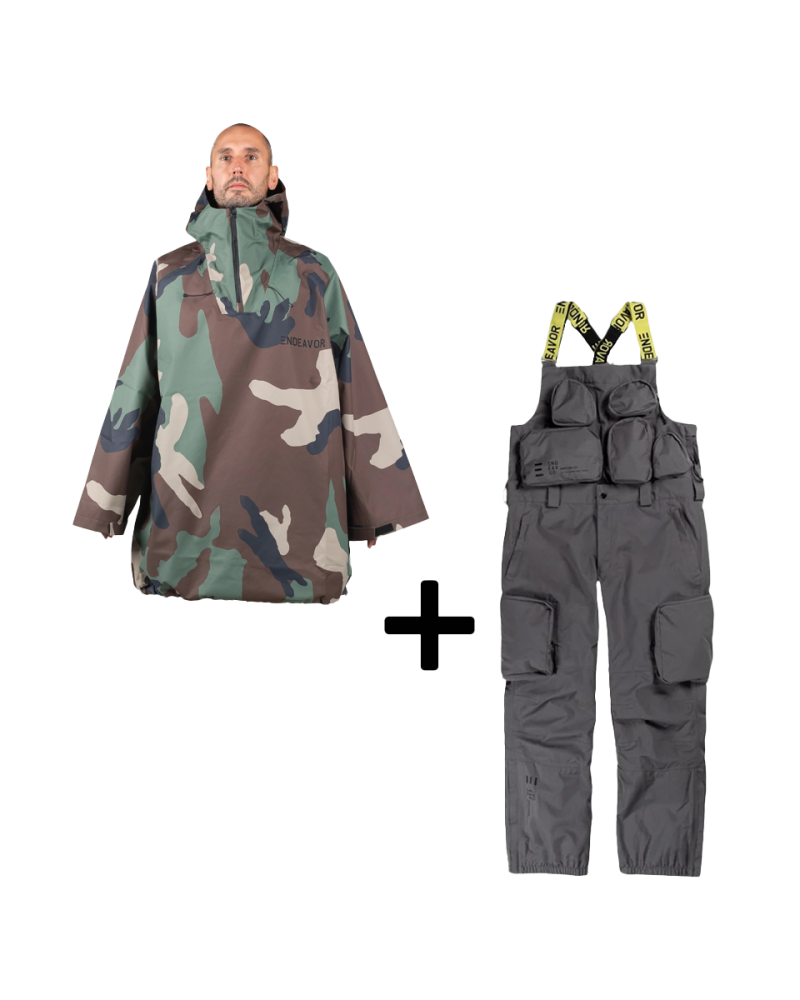 SET Hanorac SKI SNOWBOARD 20.000mm Endeavor 3L Scout Poncho WOODLAND  x Salopeta Snowboard ENDEAVOR - 3L Scout 20K Removable Black