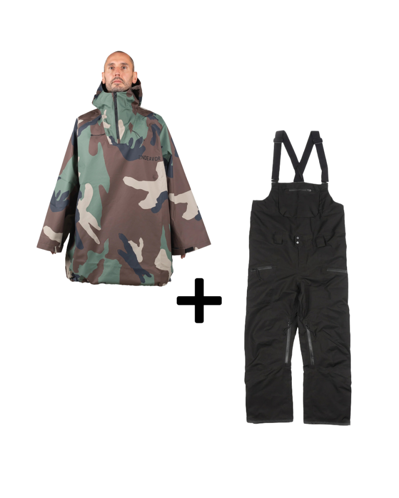 SET Hanorac SKI SNOWBOARD 20.000mm Endeavor 3L Scout Poncho Woodland Camo x Salopeta Snowboard ENDEAVOR - 3L Shelter 20K Black