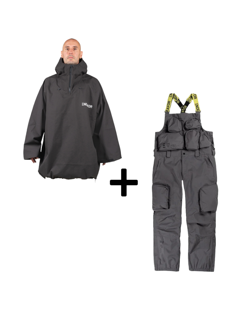 SET Hanorac SKI SNOWBOARD 20.000mm Endeavor 3L Scout Poncho BLACK x Salopeta Snowboard ENDEAVOR - 3L Scout 20K Removable Black