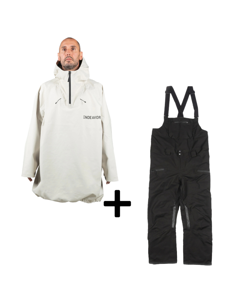 SET Hanorac SKI SNOWBOARD 20.000mm Endeavor 3L Scout Poncho FIBER x Salopeta Snowboard ENDEAVOR - 3L Shelter 20K Black