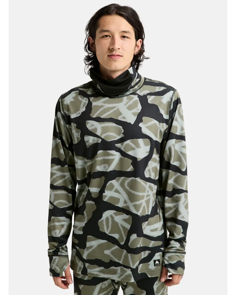 1ST Layer BURTON - Men's Midweight Base Layer Long Neck Shirt - Graffiti Camo