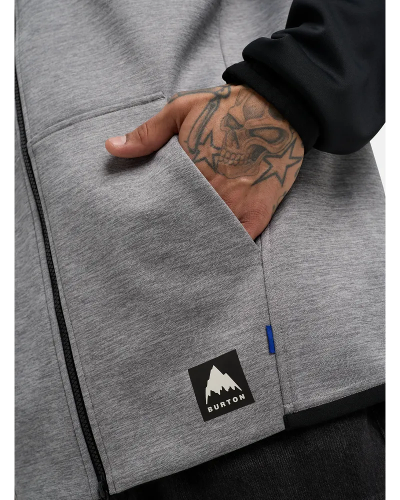 Hanorac Termal BURTON - Men's Crown Weatherproof Full-Zip Gray Heather / True Black