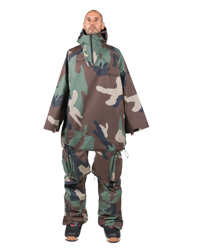 SET Hanorac SKI SNOWBOARD 20.000mm Endeavor 3L Scout Poncho Woodland Camo x Salopeta Snowboard ENDEAVOR - 3L Scout 20K Removable Bib Pant - Woodland Camo