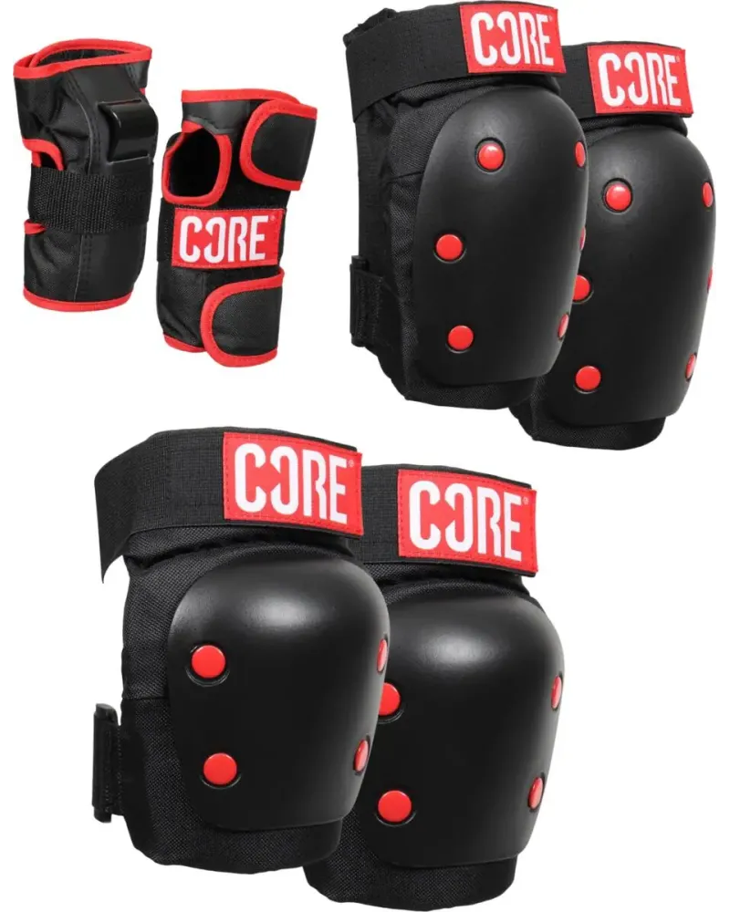 Protecii - CORE Set Protectie Skate 3-buc (Negru/Rosu)