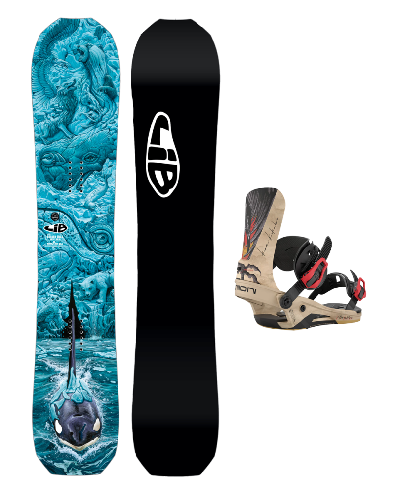 SET Placa Snowboard LIB TECH Golden Orca 2027 x Legaturi UNION Men's ATLAS PRO 2026 Kazu Kokubo L