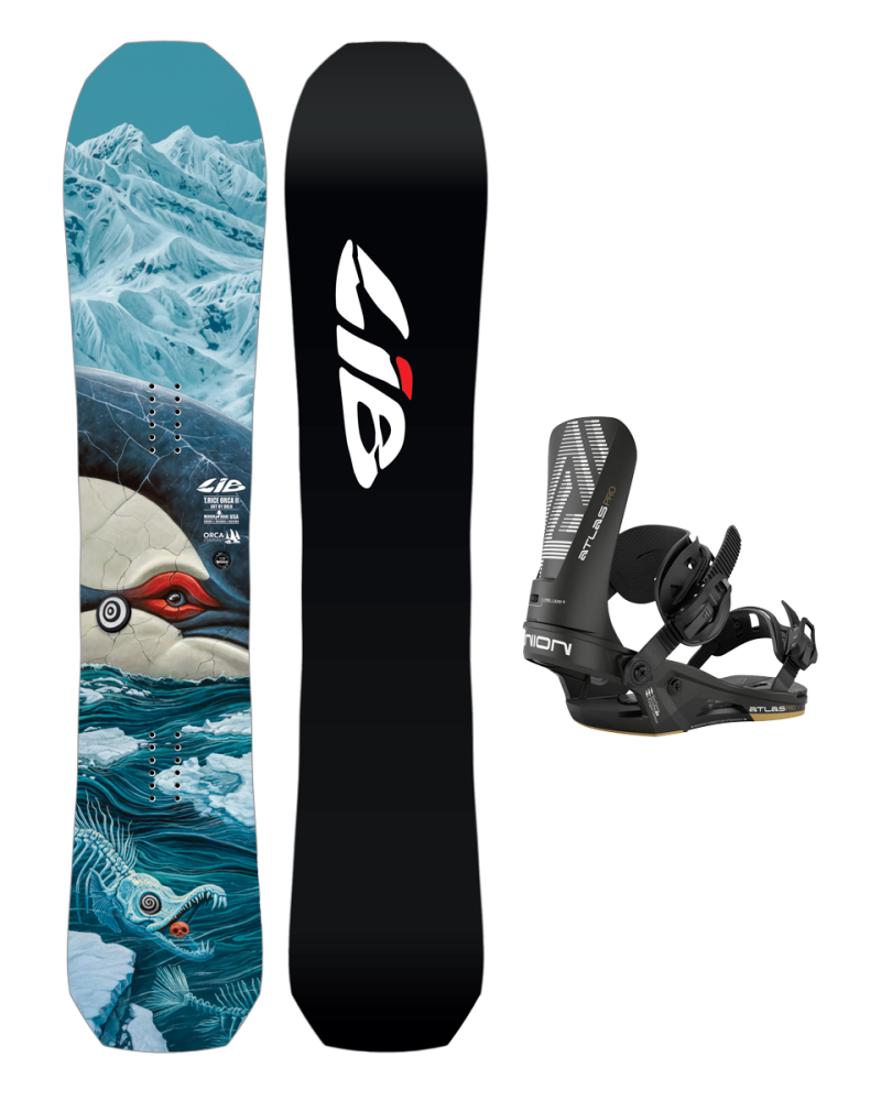 SET Placa Snowboard LIB TECH Orca II 2027 x Legaturi UNION Men's ATLAS PRO 2026 Metallic Black L